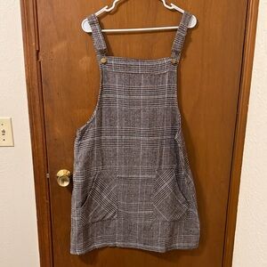 Cupshe Black and White Plaid Bib Mini Dress XL NWOT